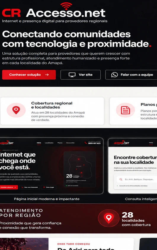 Cobertura e localidades no CR Accesso.net