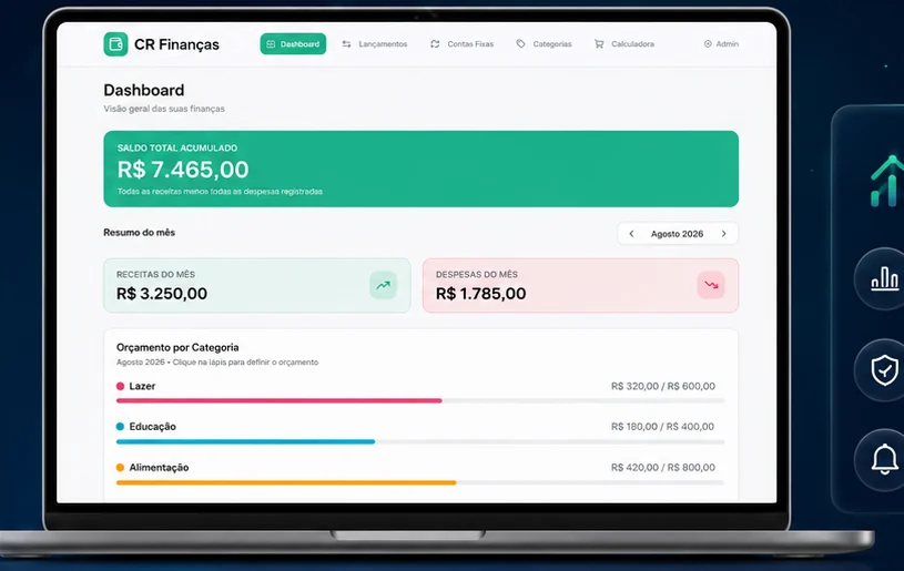 Tela real do CR Finanças