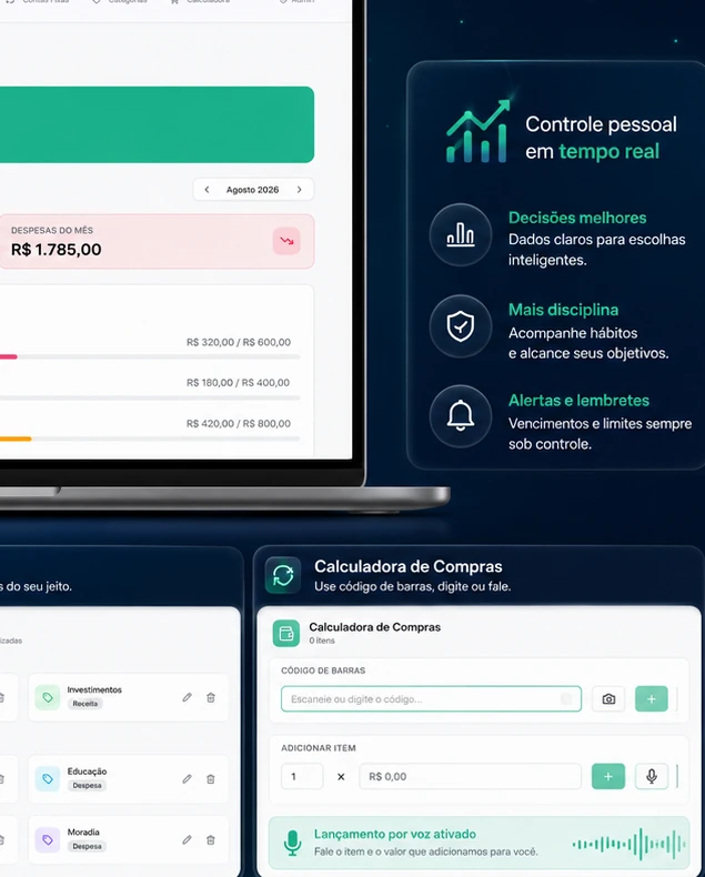 Compras e organização no CR Finanças