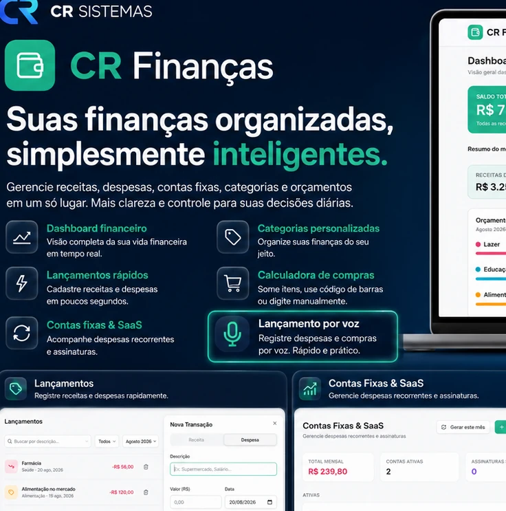 Dashboard financeiro no CR Finanças
